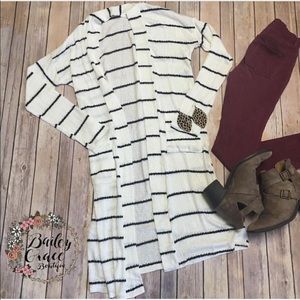 Ivory Striped Cardigan